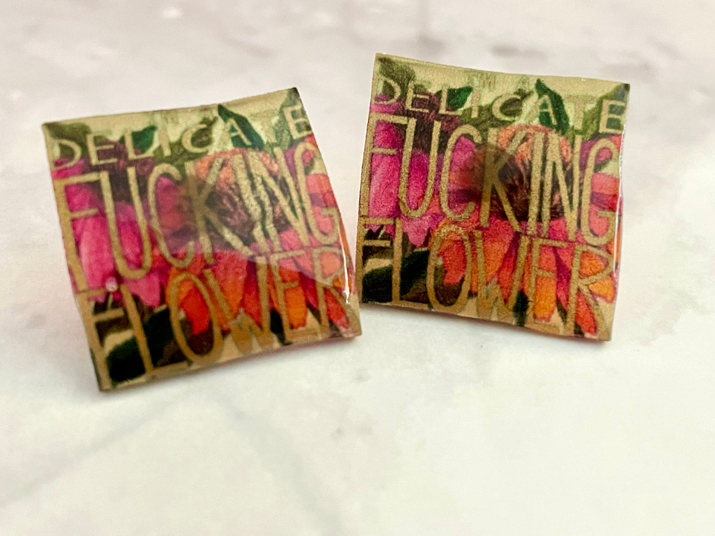 Delicate Fucking Flower Translucent Stud Earrings