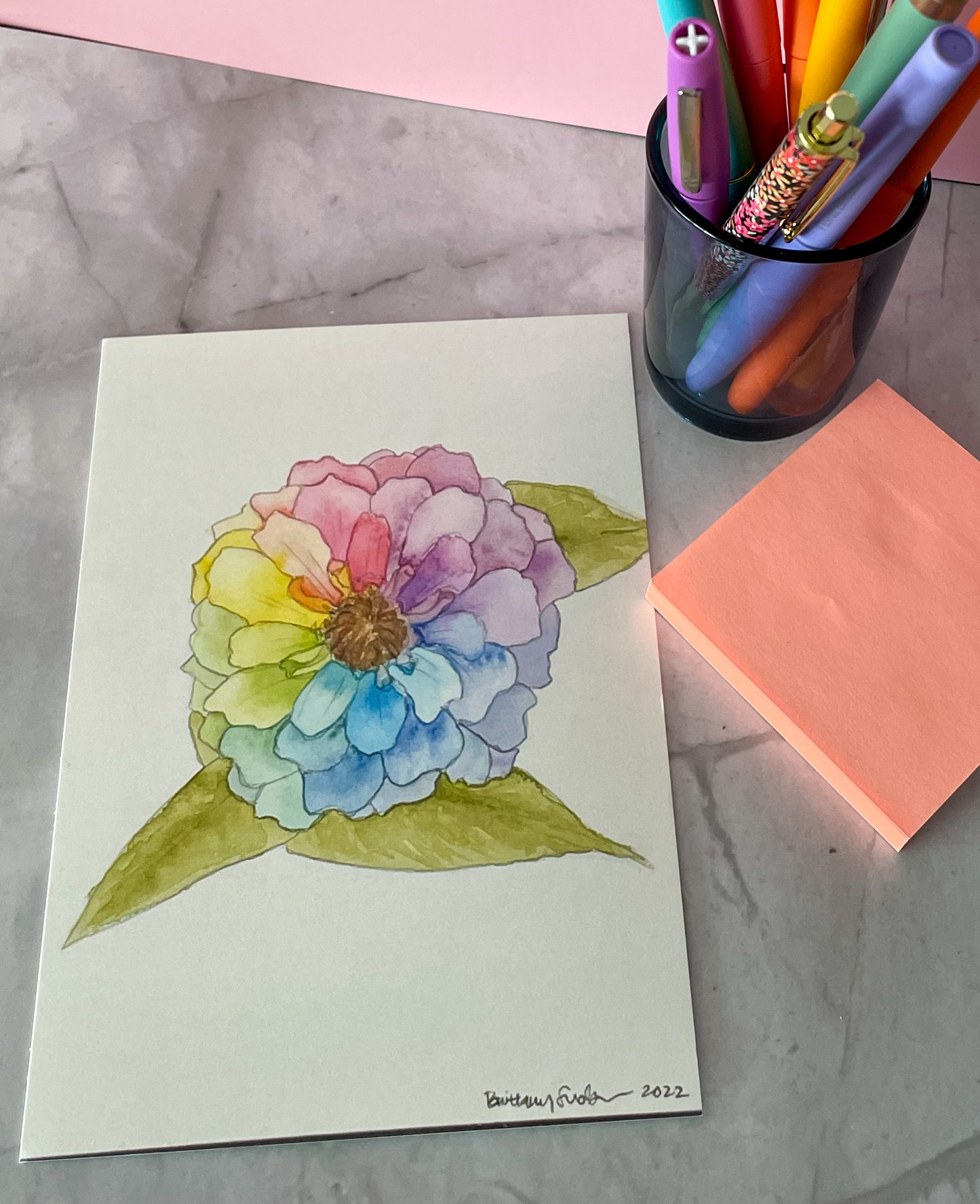 Rainbow Flower Watercolor Cards