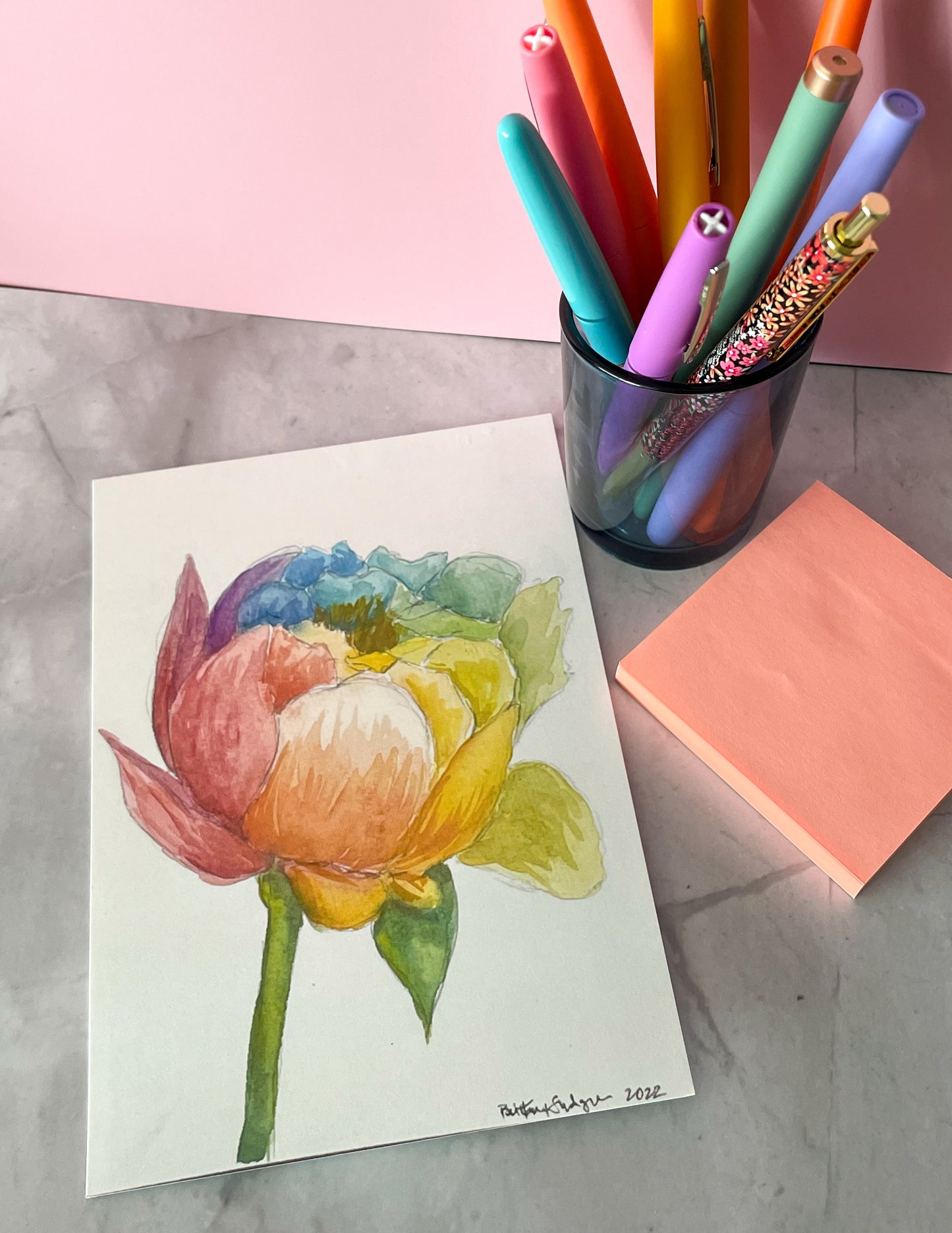 Rainbow Flower Watercolor Cards