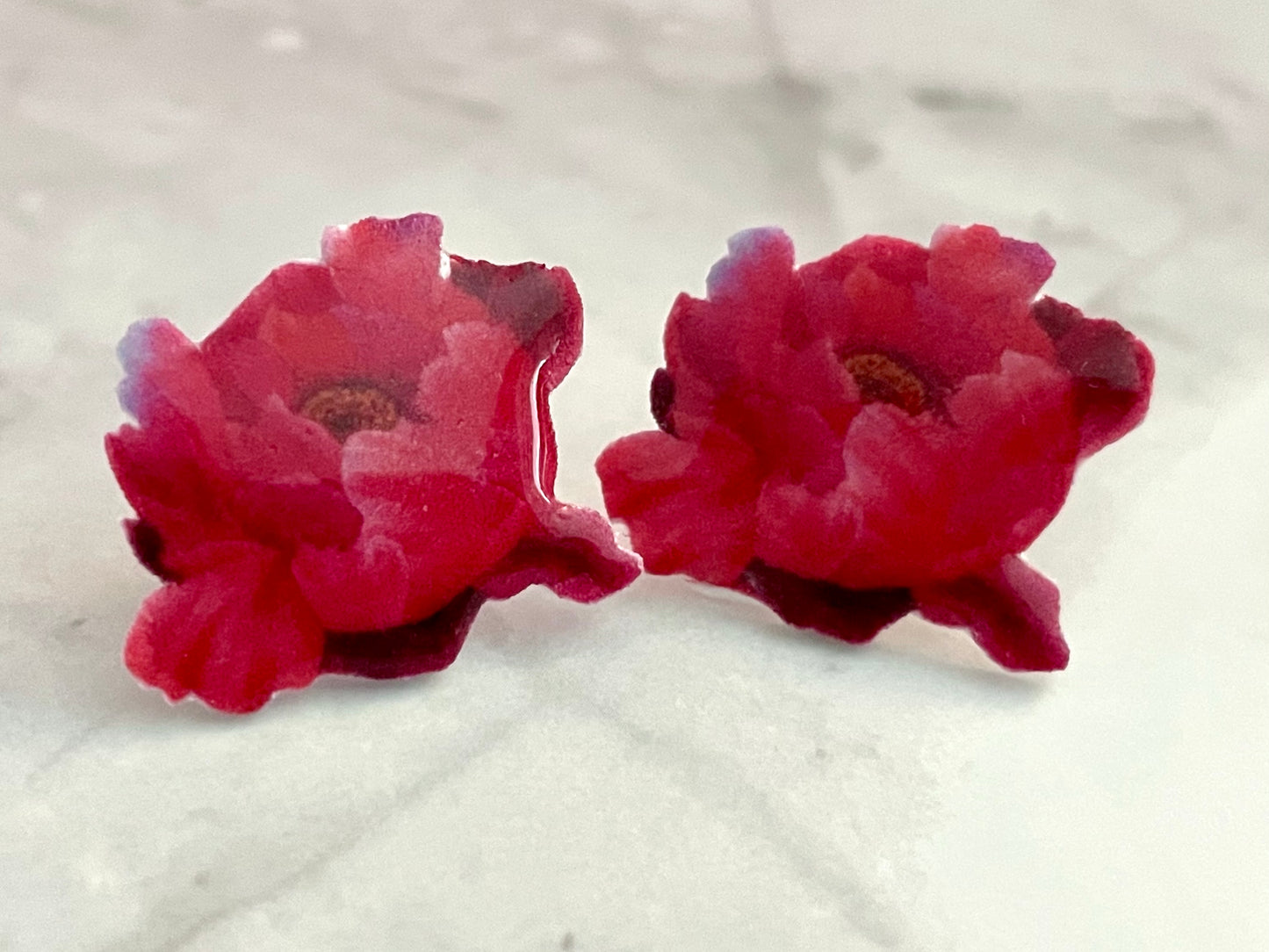 Pink Peony Stud Earrings