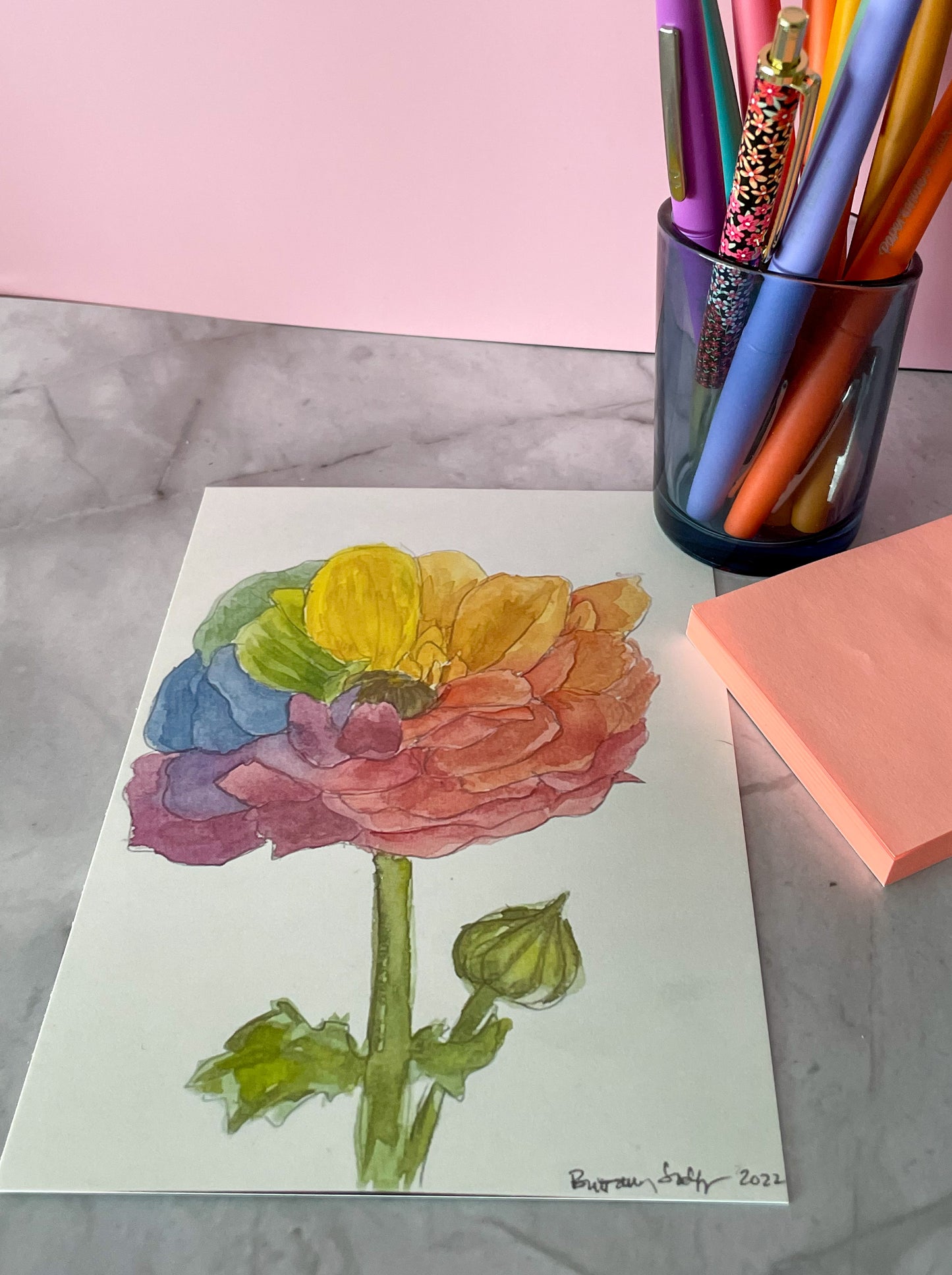 Rainbow Flower Watercolor Cards