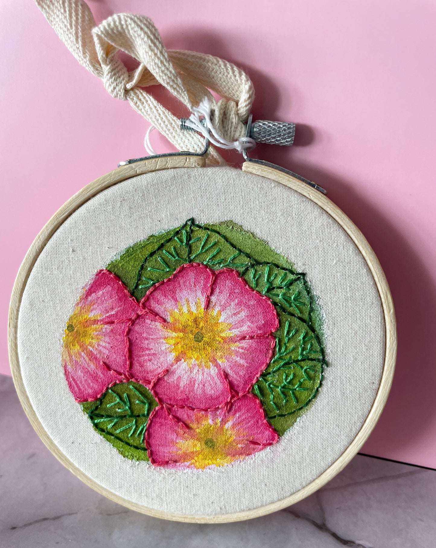 Pink Primrose Embroidery