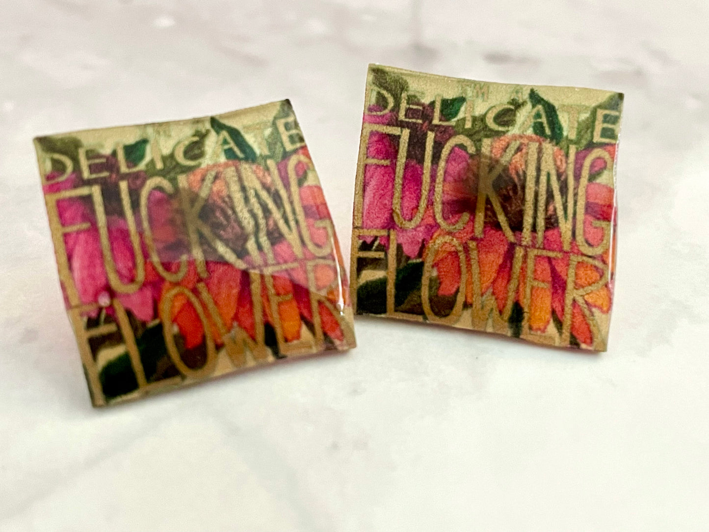 Delicate Fucking Flower Translucent Stud Earrings