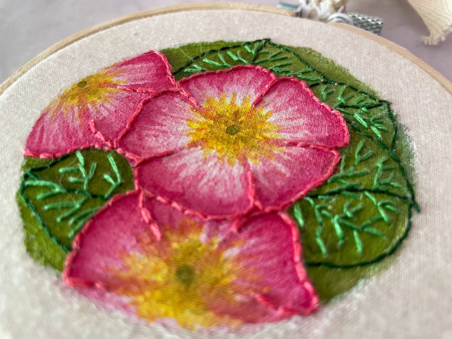 Pink Primrose Embroidery