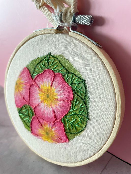 Pink Primrose Embroidery