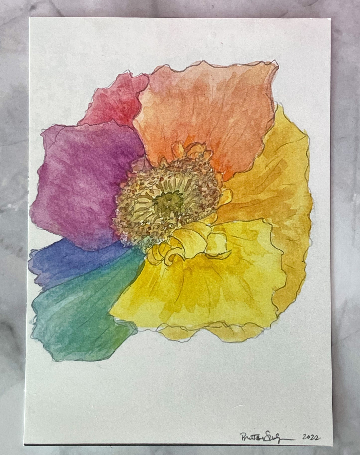 Rainbow Flower Watercolor Cards