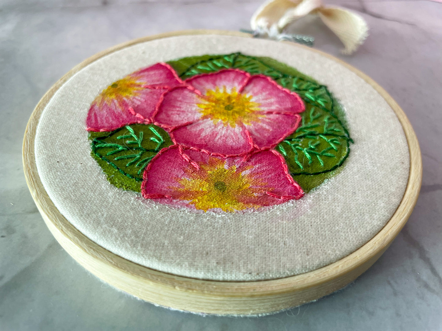 Pink Primrose Embroidery
