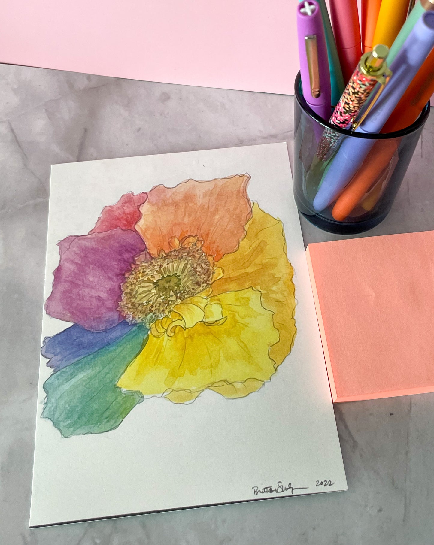 Rainbow Flower Watercolor Cards