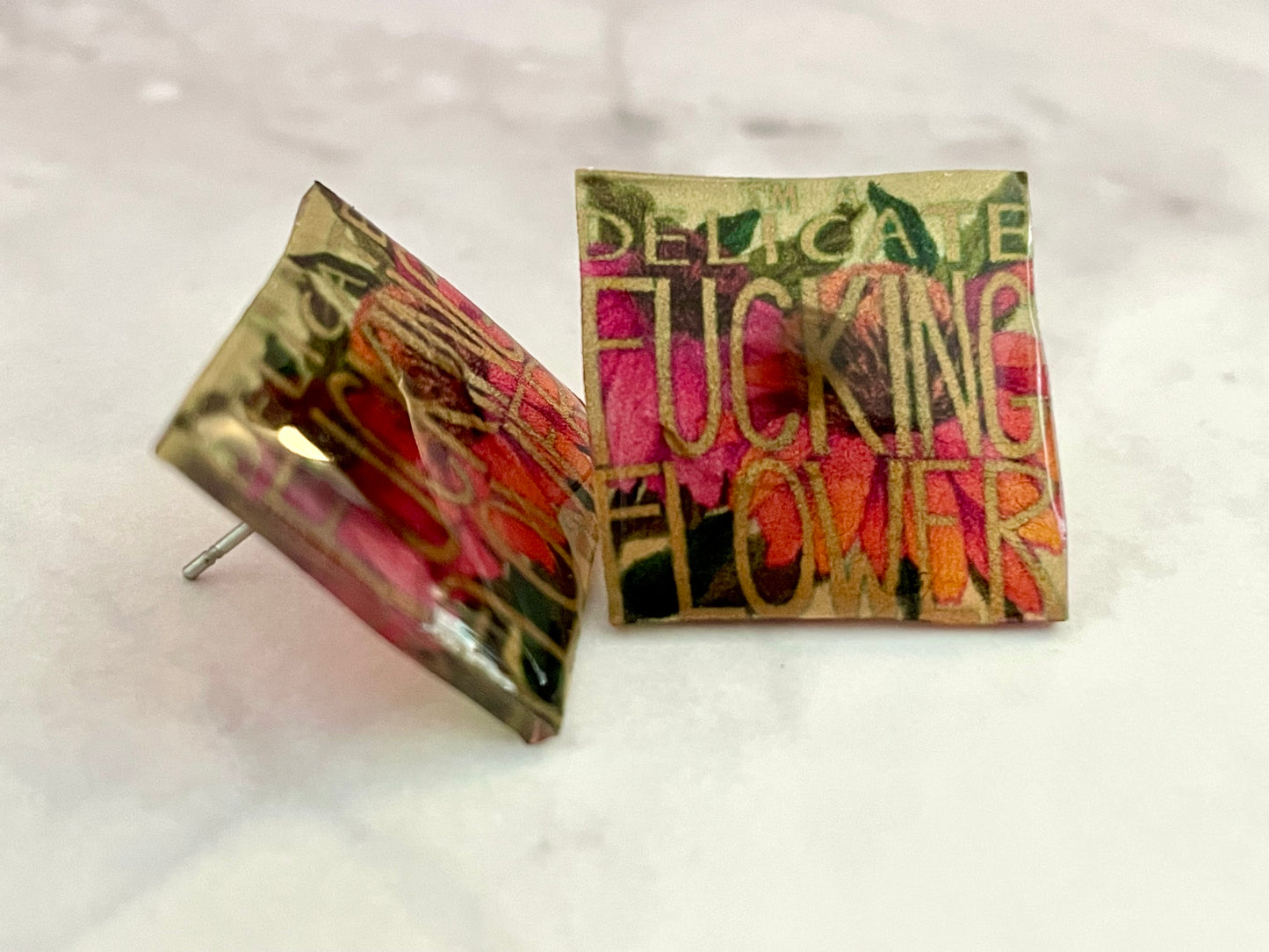 Delicate Fucking Flower Translucent Stud Earrings