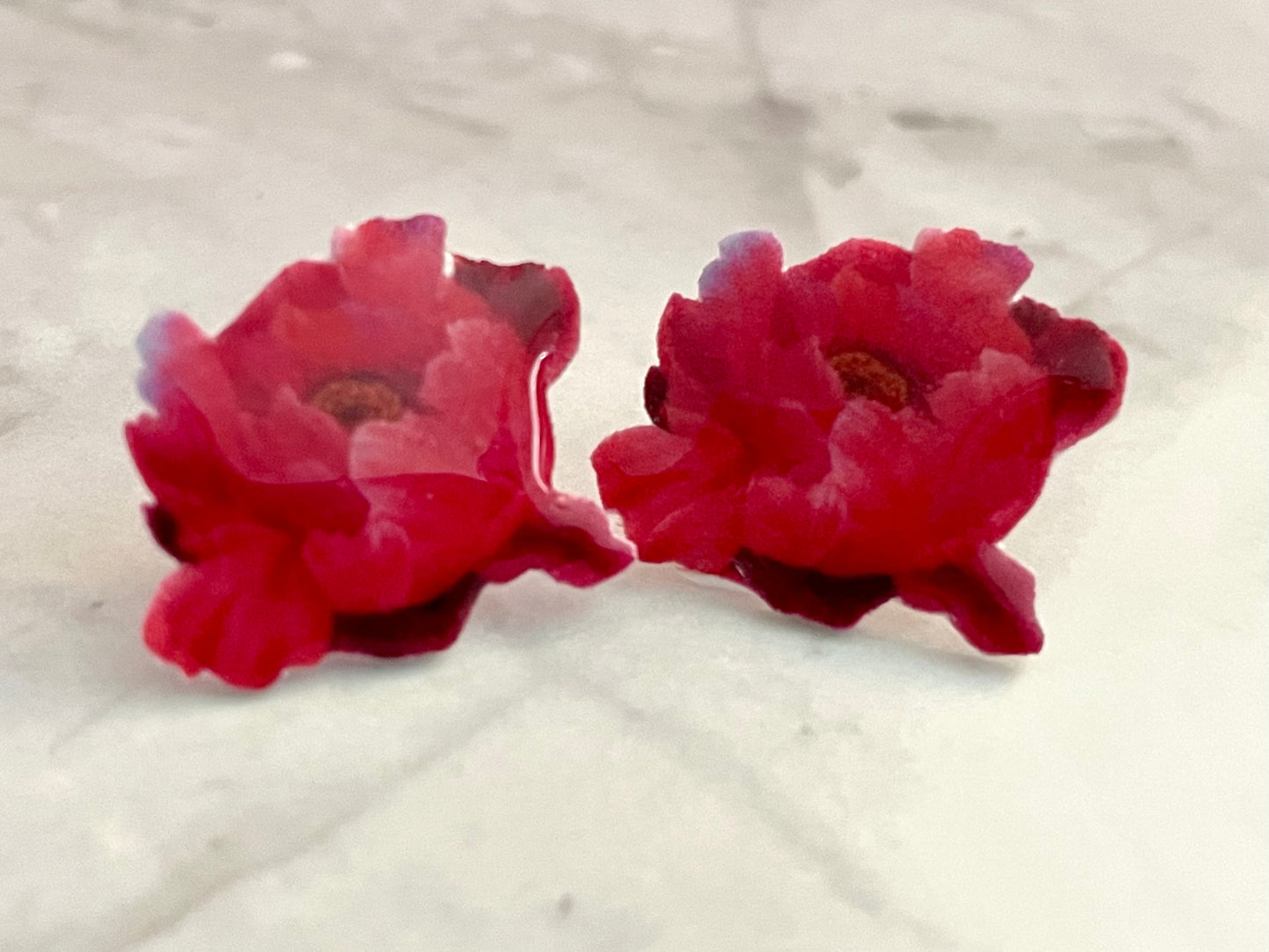 Pink Peony Stud Earrings