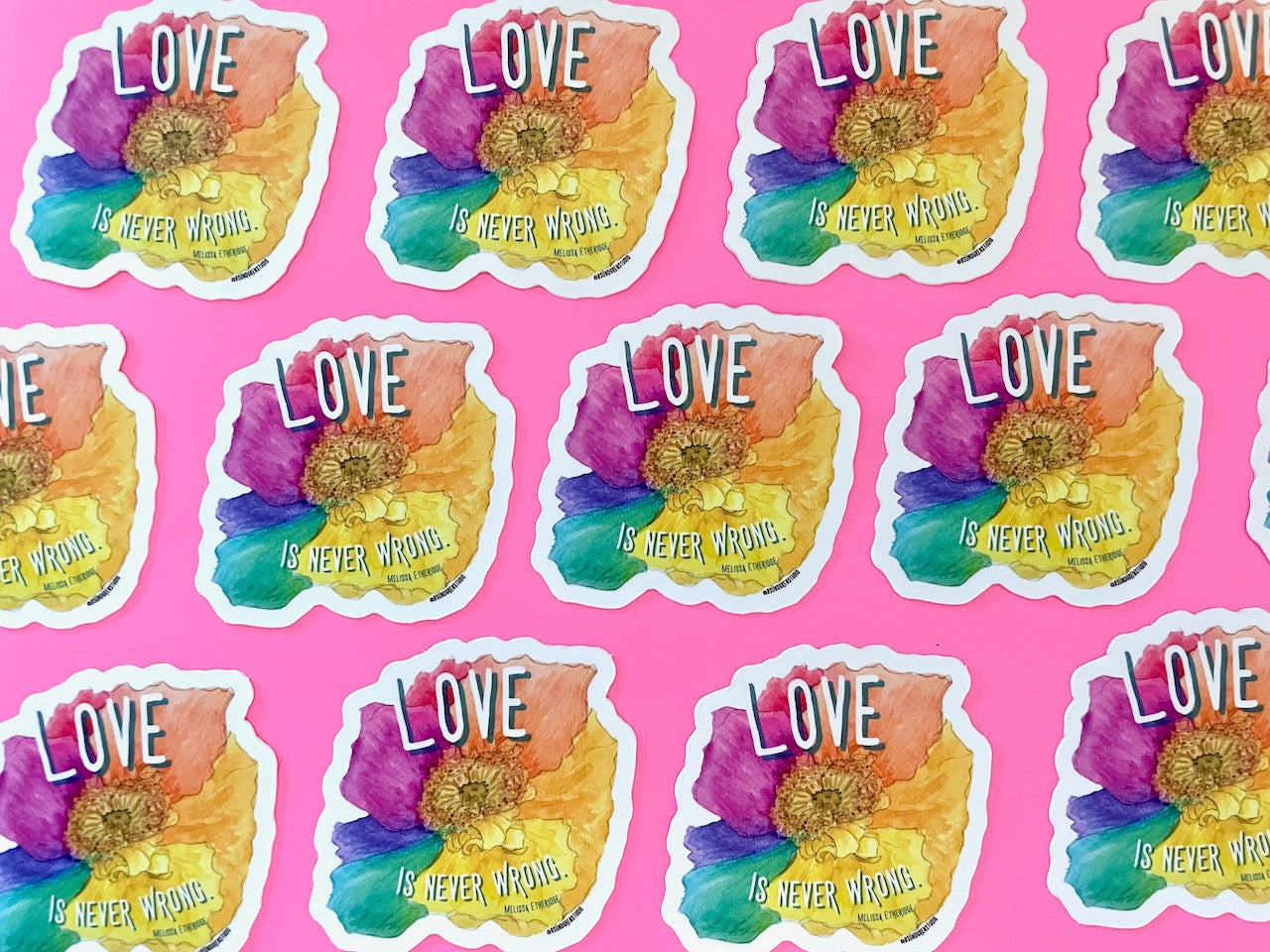 Love Is Never Wrong Rainbow Flower Sticker