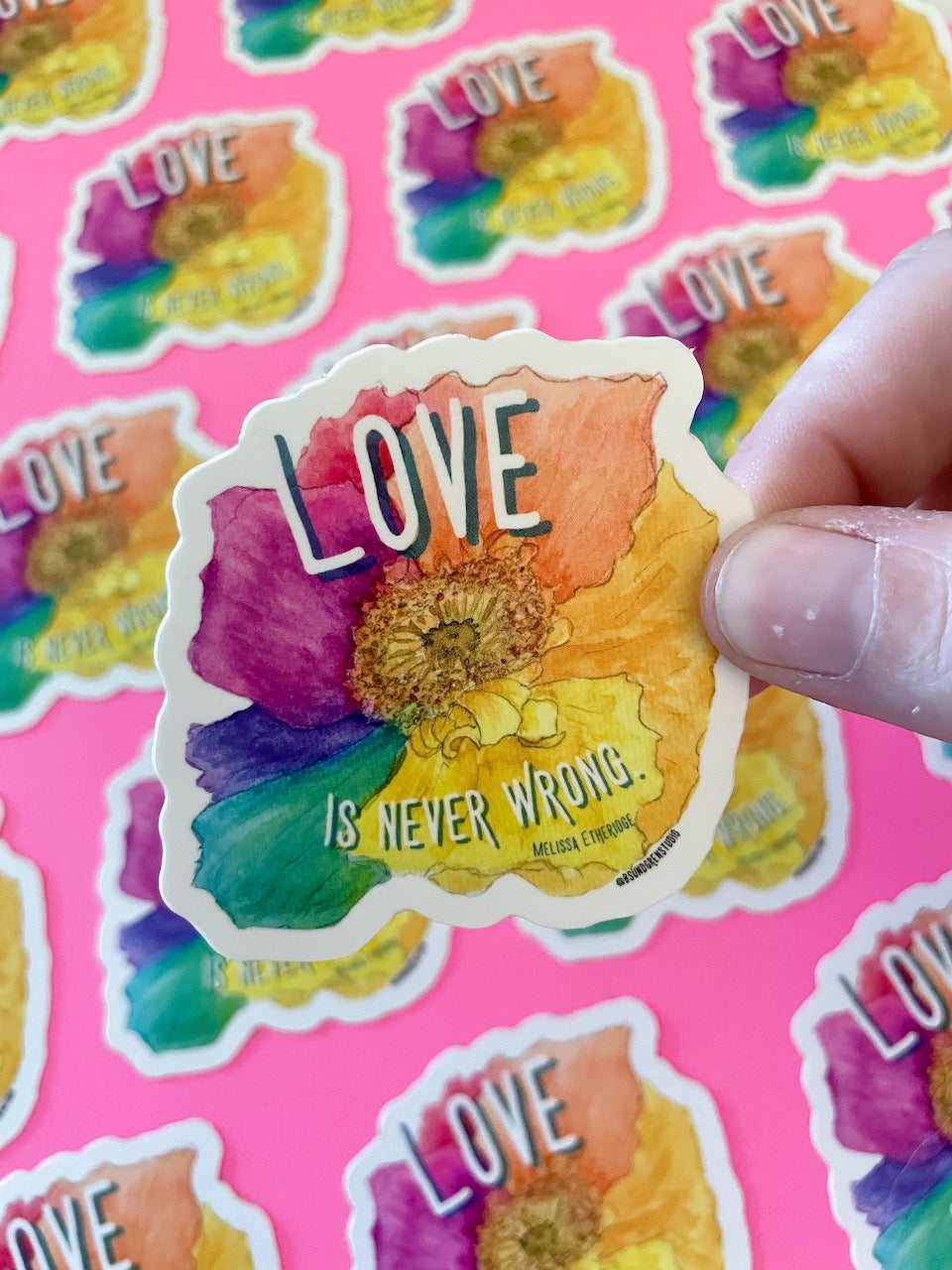 Love Is Never Wrong Rainbow Flower Sticker