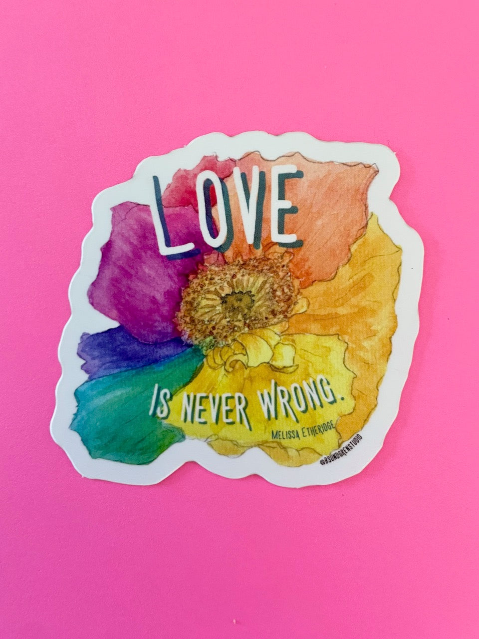 Love Is Never Wrong Rainbow Flower Sticker