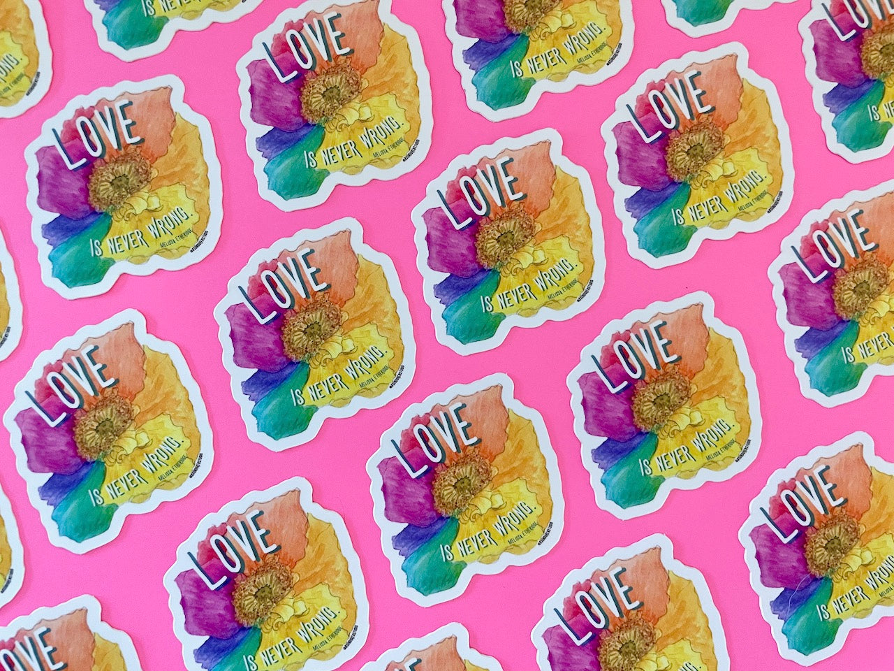 Love Is Never Wrong Rainbow Flower Sticker