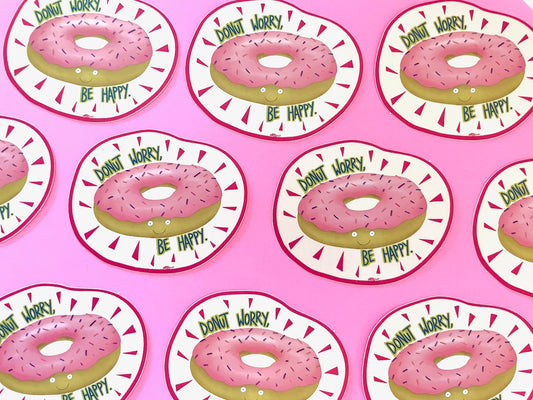 Donut Worry, Be Happy 3” Vinyl Sticker