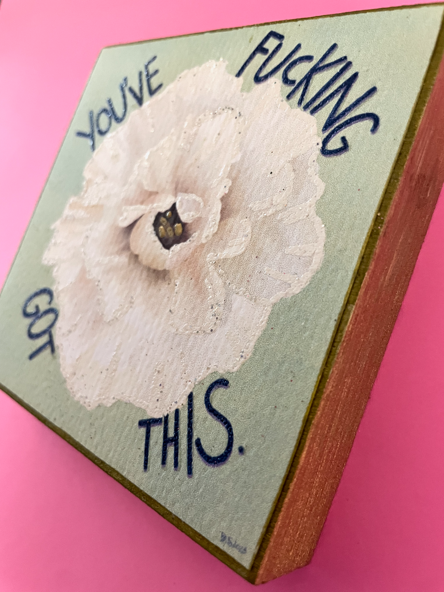 You've Fucking Got This Lisianthus Hand-Embellished Art Print