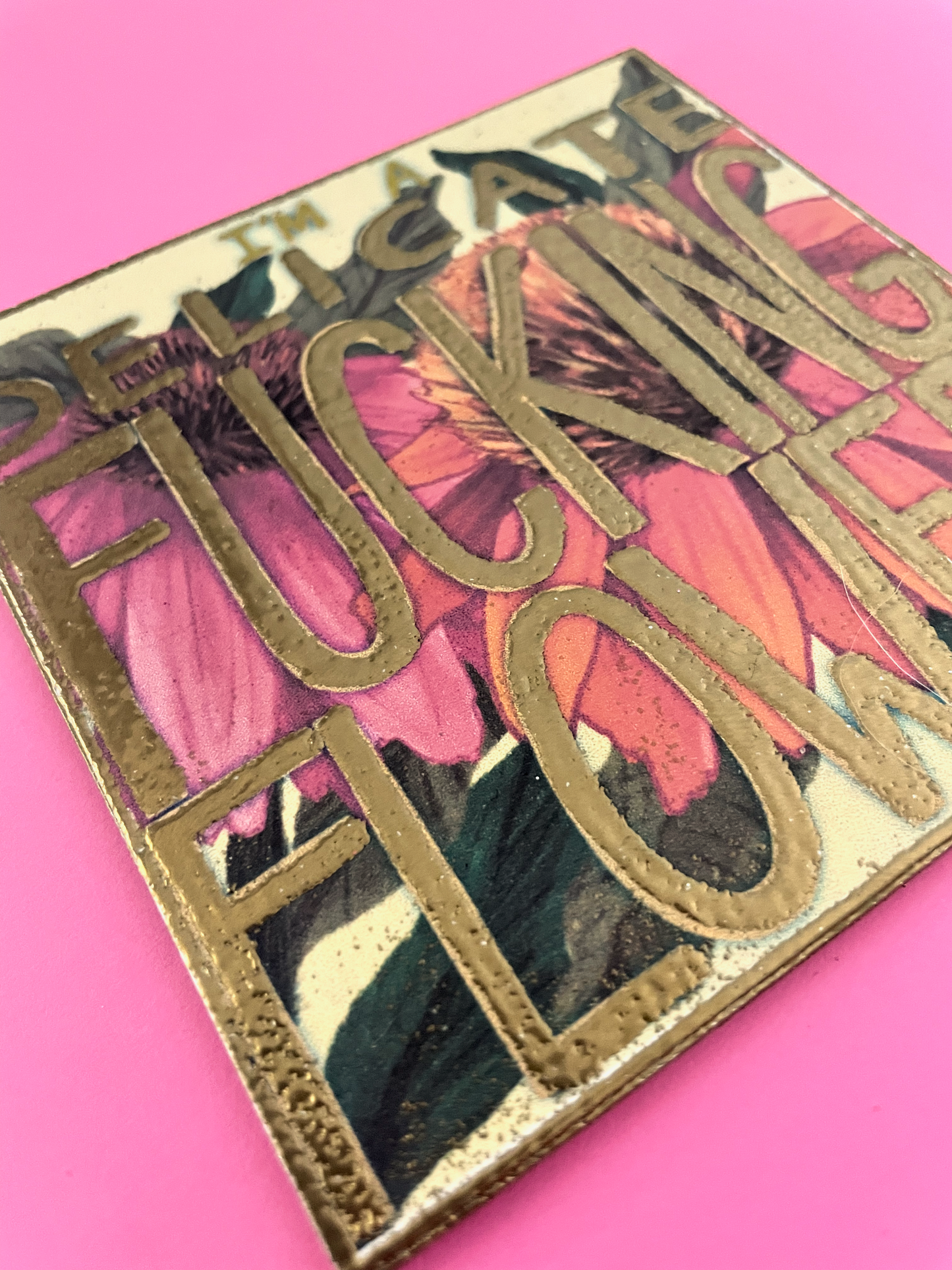 I'm A Delicate Fucking Flower Coneflower Hand-Embellished Art Print