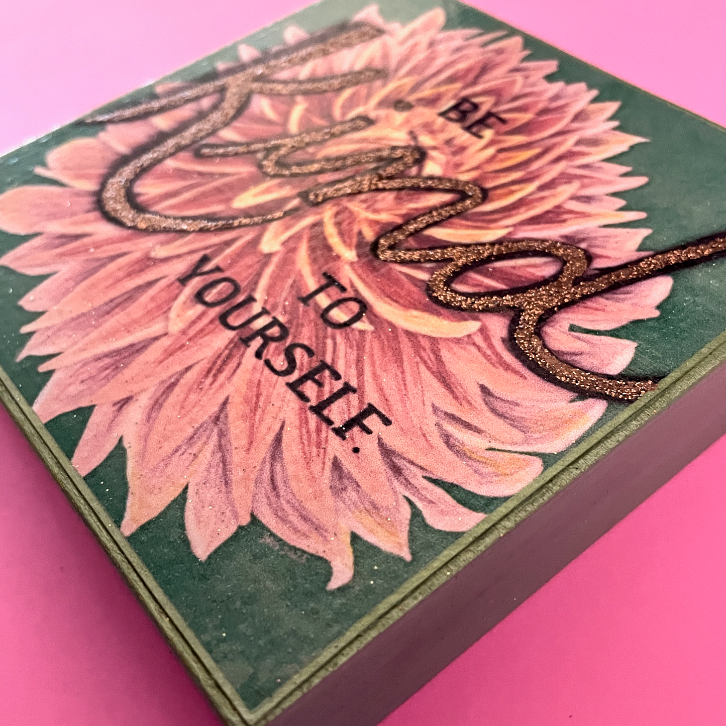 Be Kind to Yourself Dahlia Hand-Embellished Art Print