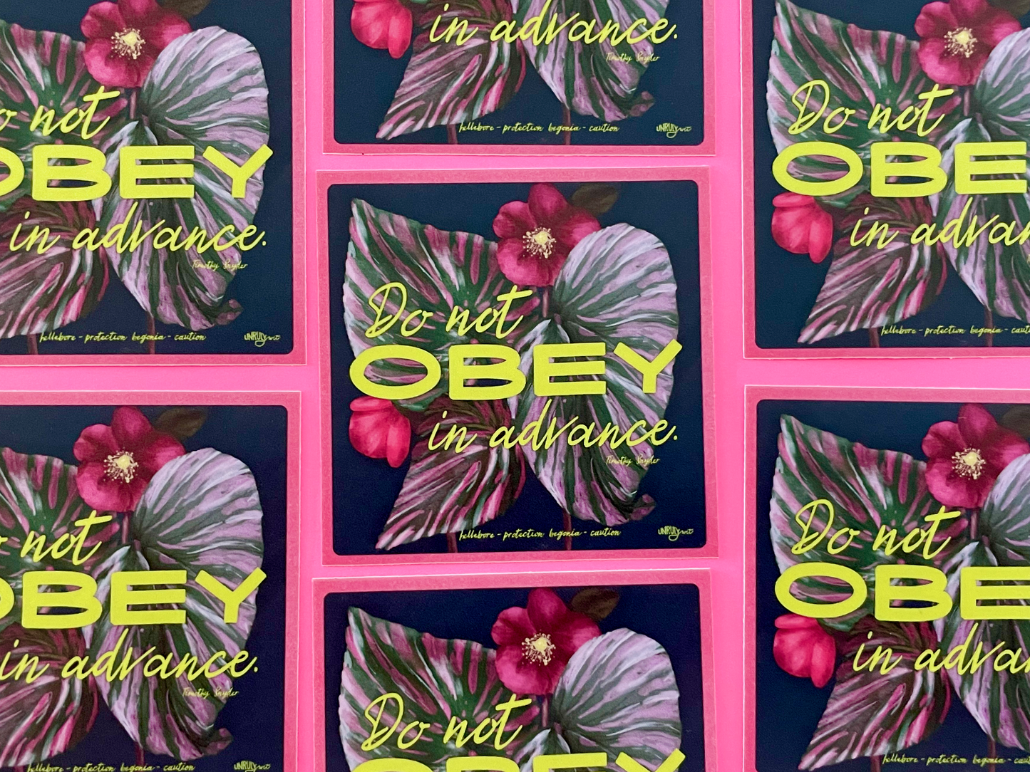 Do Not Obey in Advance - A Beautiful Resistance Sticker