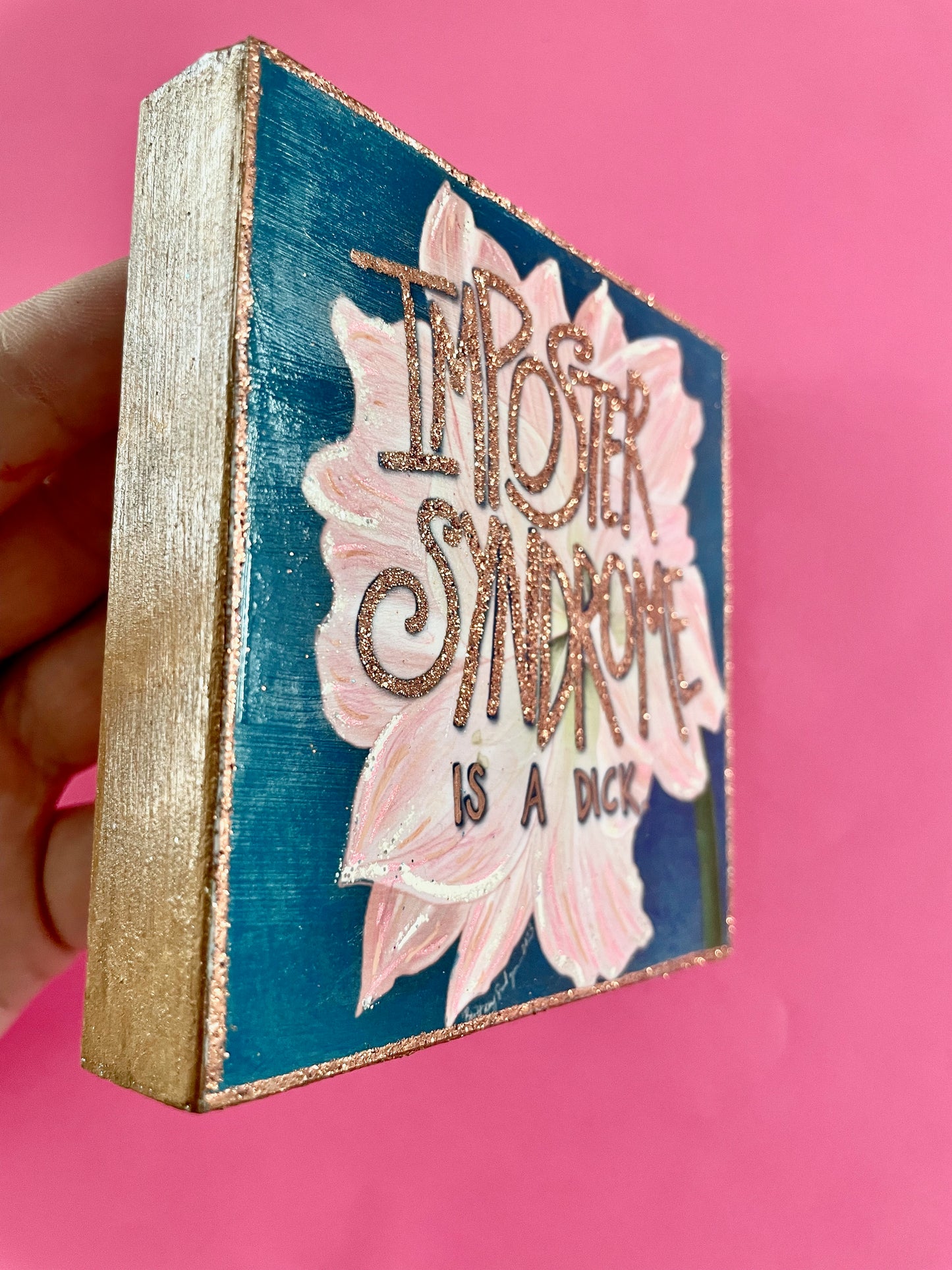 Imposter Syndrome Is A Dick Amaryllis Hand-Embellished Art Print