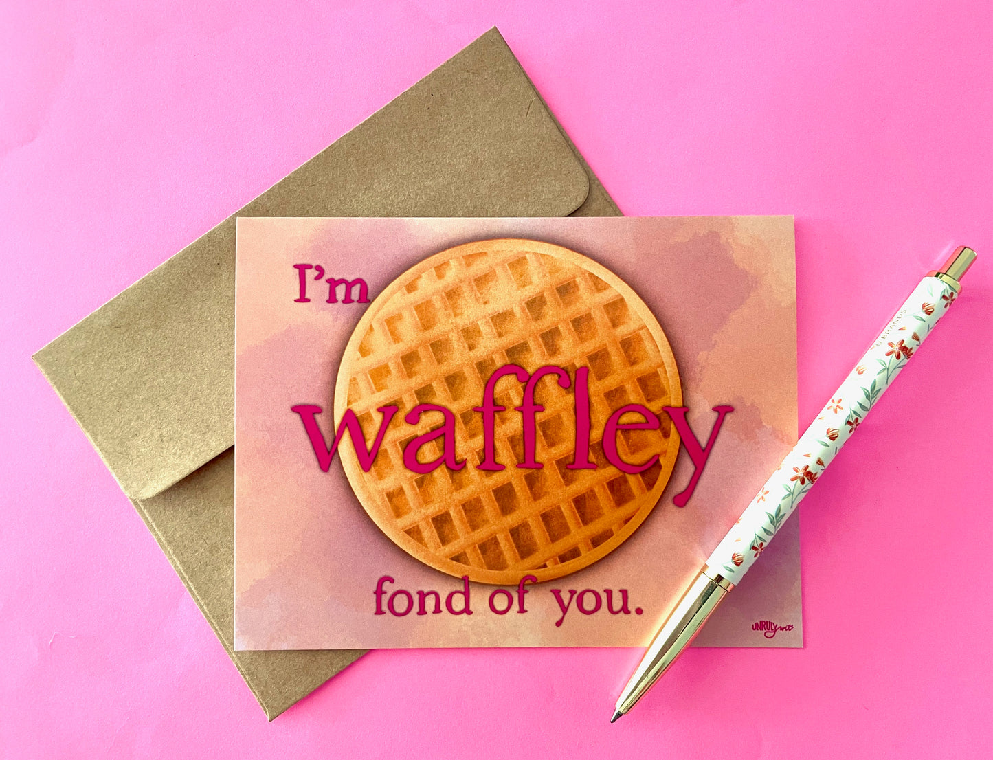 Waffley Fond of You Greeting Card/Valentine