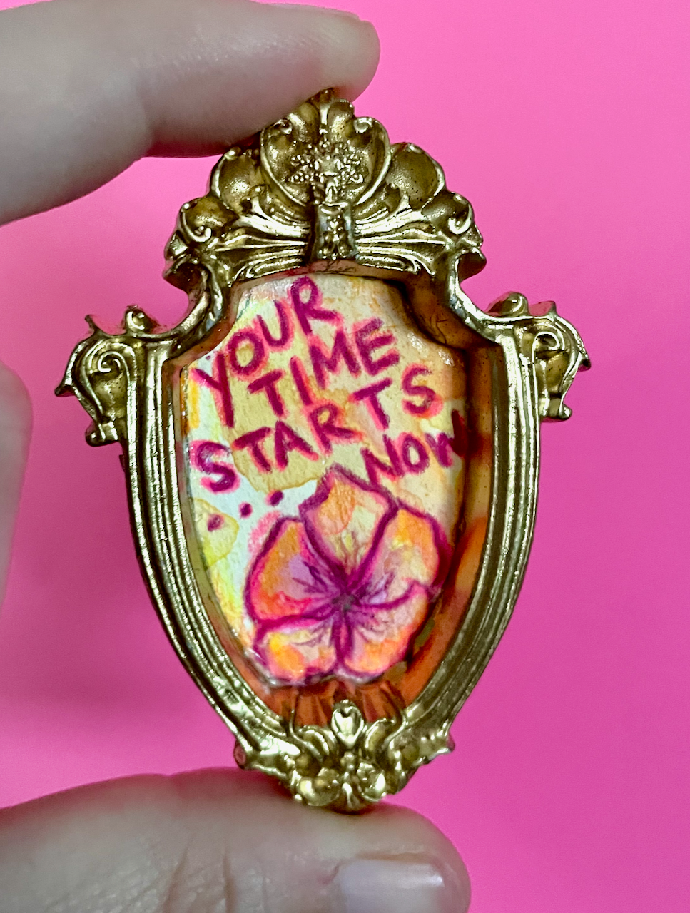Your Time Starts Now Original Painting Magnet (Gold Shield 1)