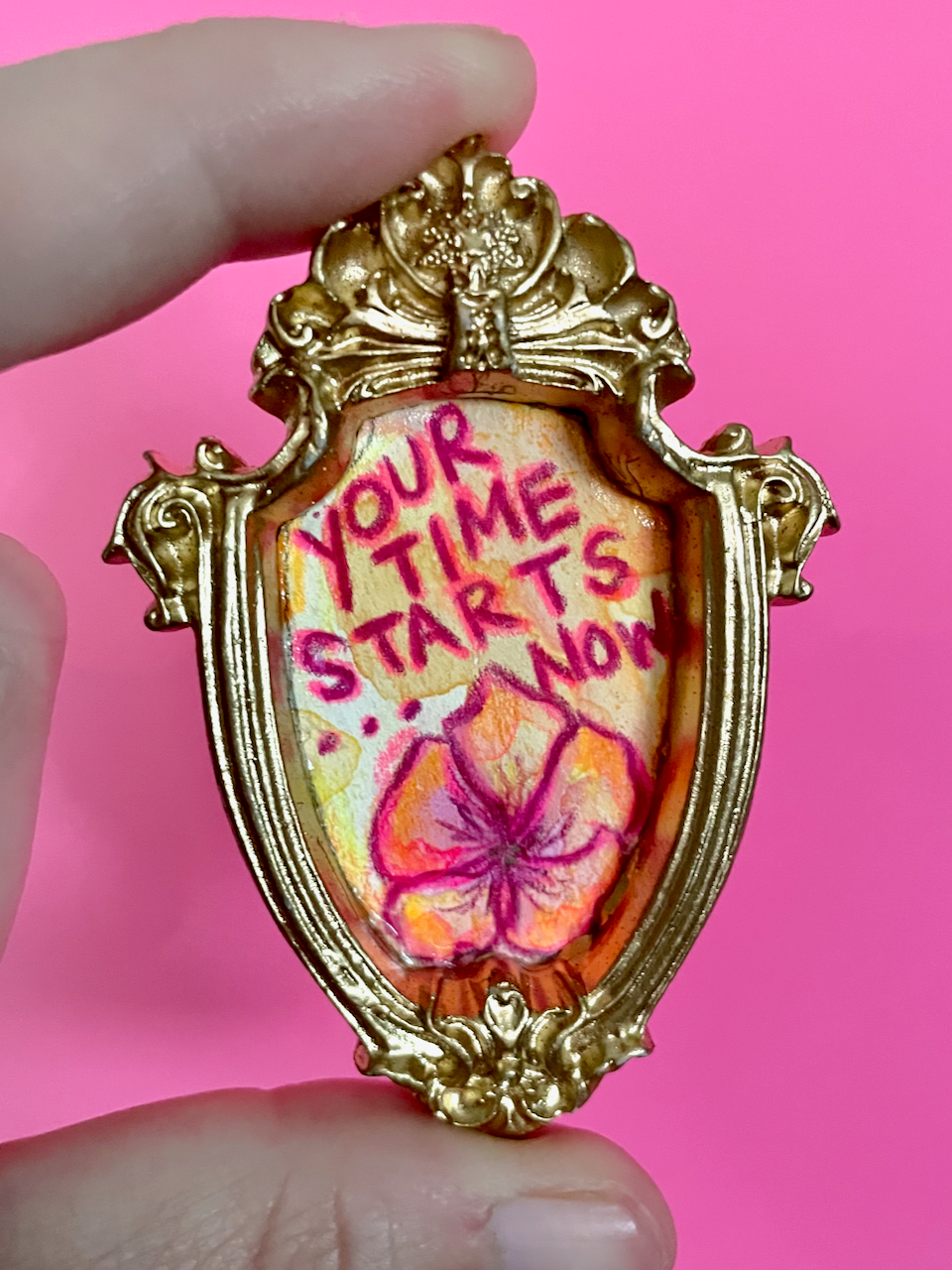 Your Time Starts Now Original Painting Magnet (Gold Shield 1)