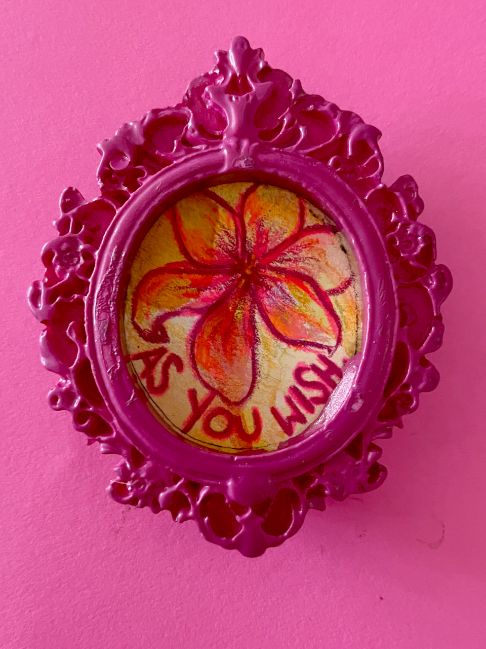 As You Wish Original Painting Magnet (Pink Oval)