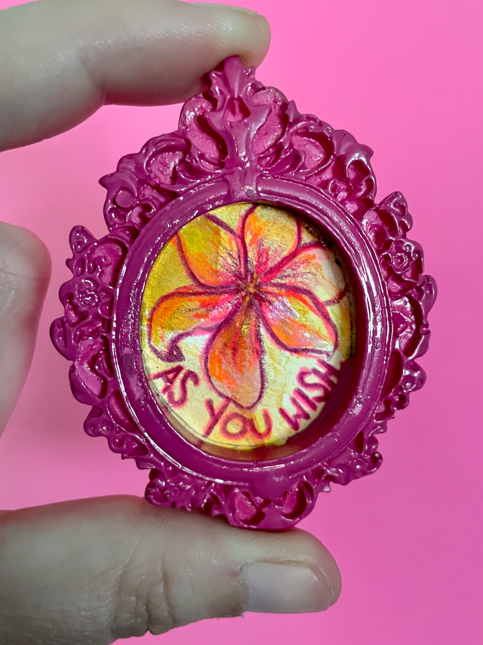As You Wish Original Painting Magnet (Pink Oval)