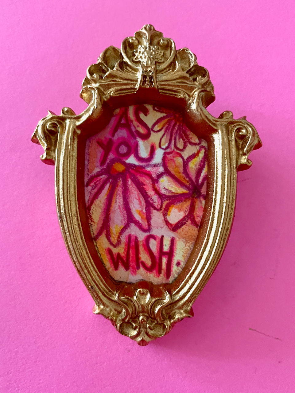 As You Wish Original Painting Magnet (Gold Shield)