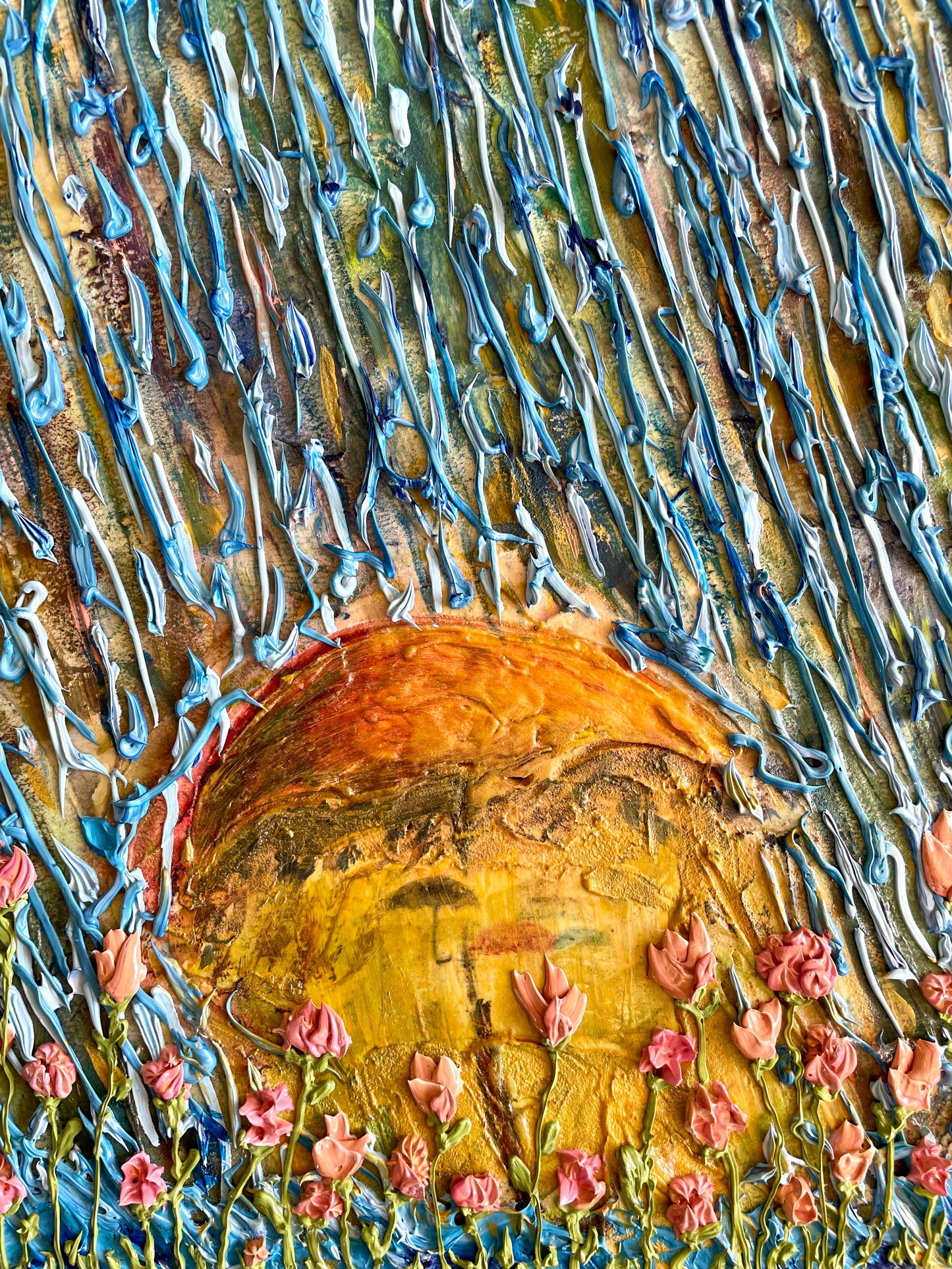 Flowers in the Rain Dimensional Painting