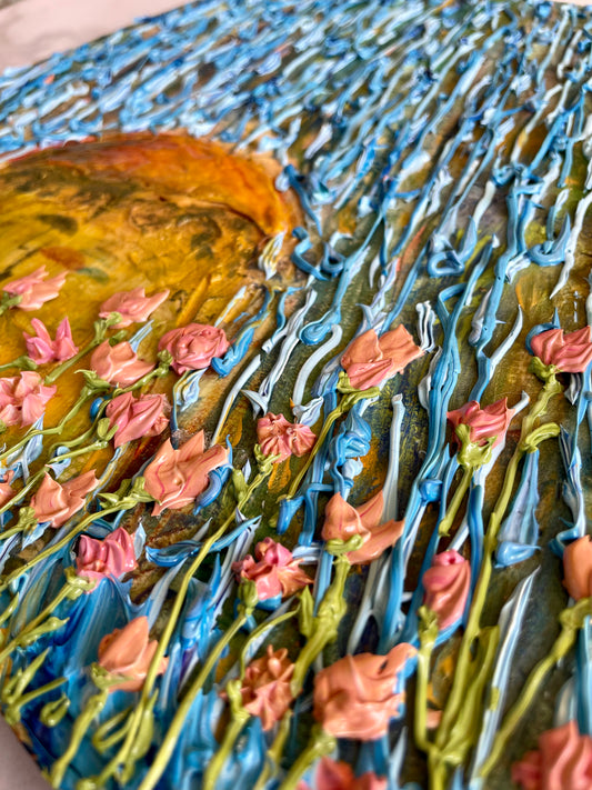 Flowers in the Rain Dimensional Painting