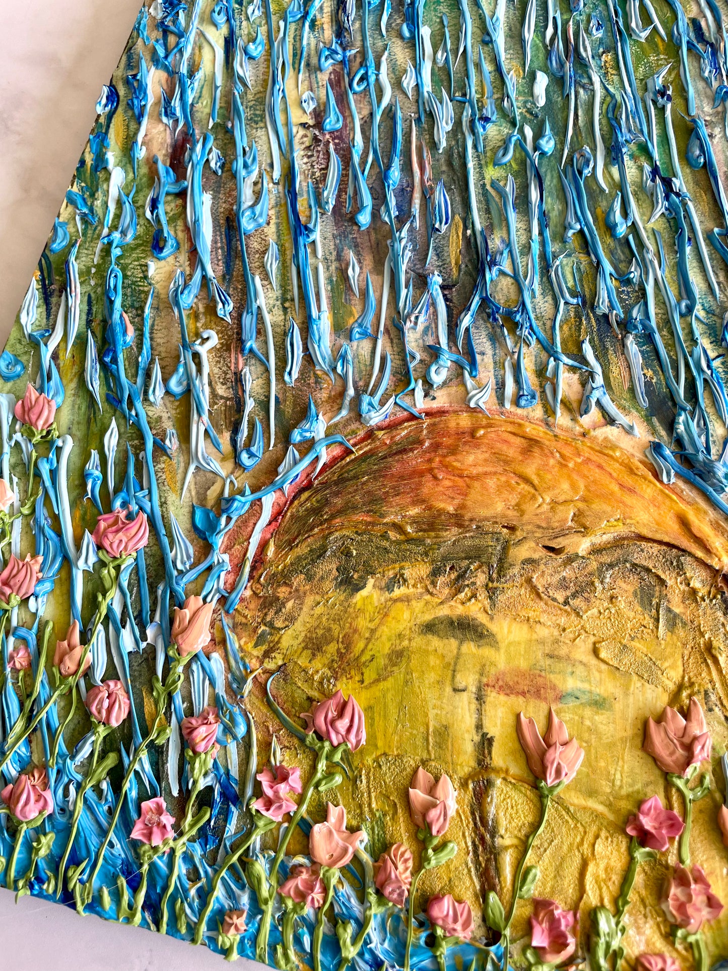 Flowers in the Rain Dimensional Painting