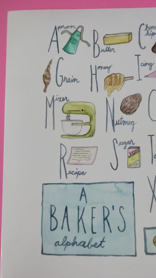 A Baker's Alphabet 9"x12" Archival Giclee Print