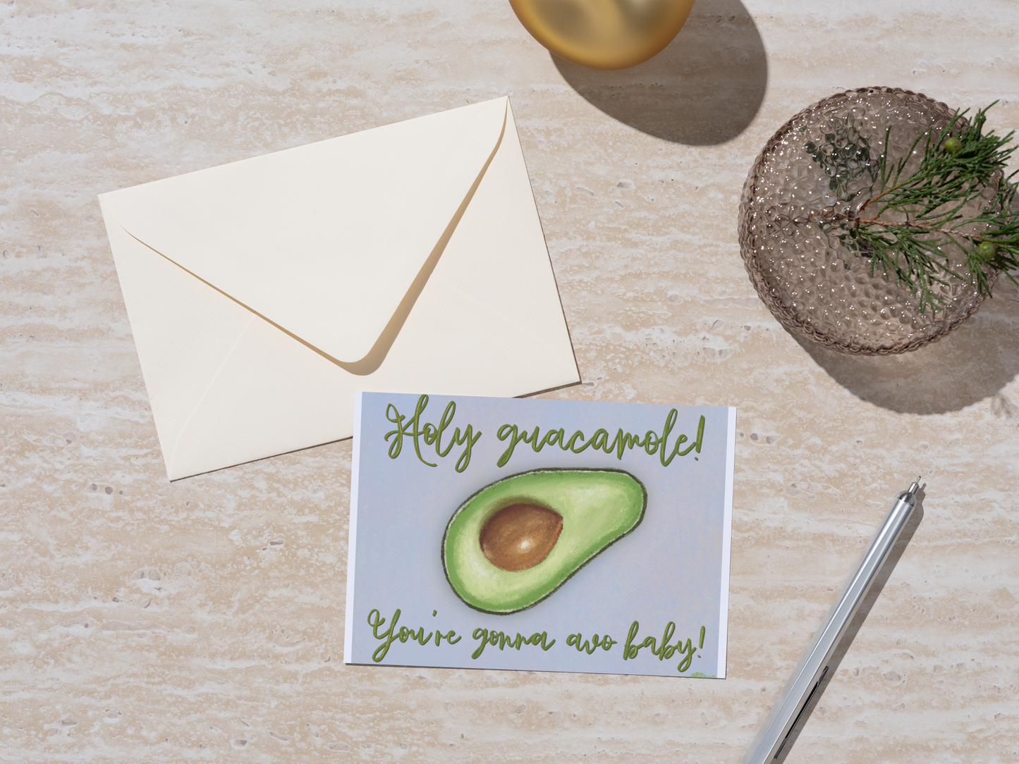 Holy Guacamole, You're Gonna Avo Baby Folded Blank Greeting Card