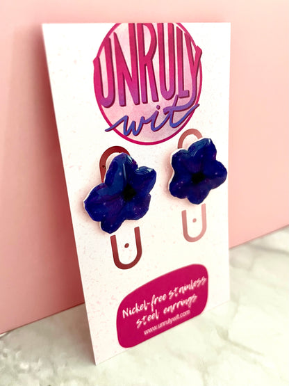 Purple Petunia Stud Earrings