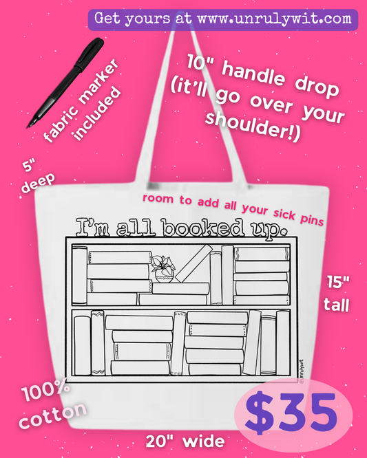 All Booked Up Book Tracking Tote Bag - PREORDER