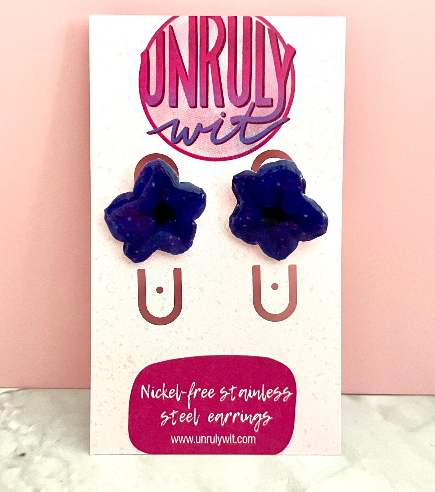 Purple Petunia Stud Earrings
