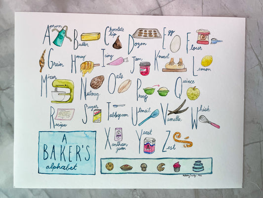 A Baker's Alphabet 9"x12" Archival Giclee Print