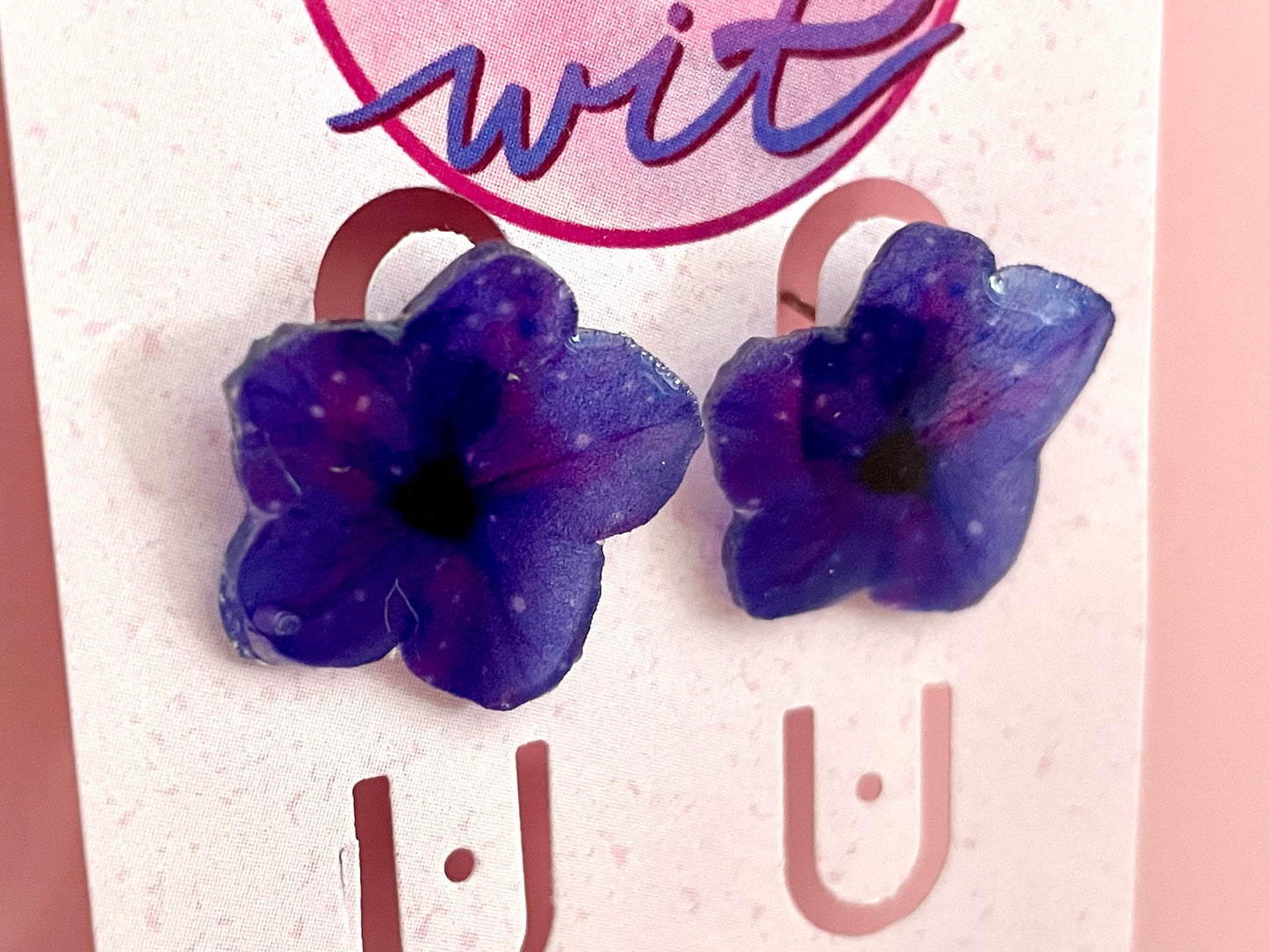 Purple Galaxy Petunia Translucent Stud Earrings