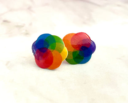 Rainbow Color Wheel Stud Earrings