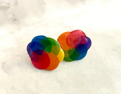 Rainbow Color Wheel Stud Earrings