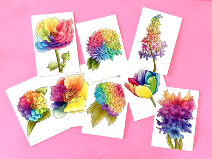 Rainbow Flower Mini Cards