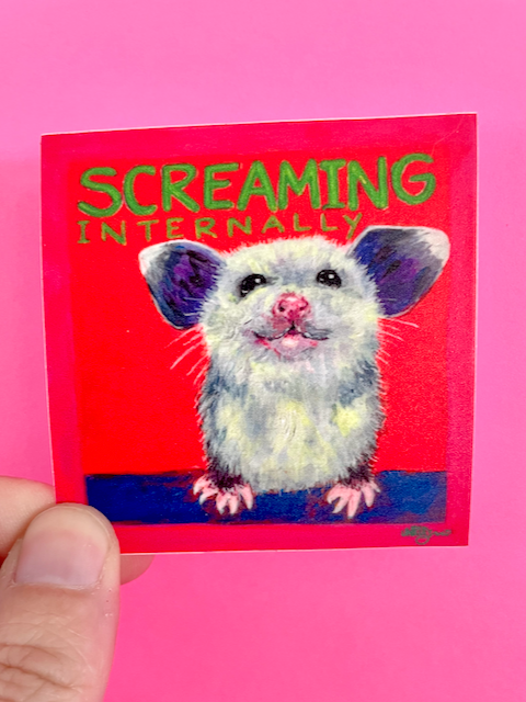 Screaming Internally Possum 2.5" Vinyl Sticker