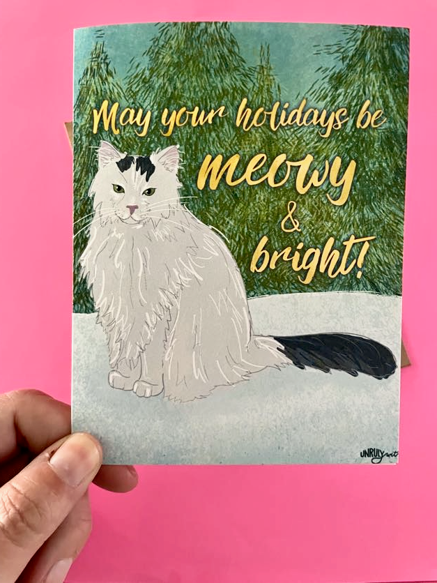 May Your Holidays Be Meowy & Bright Greeting Card