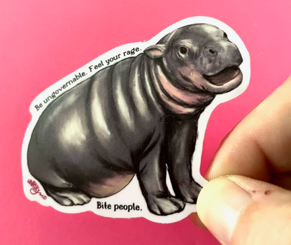 Be Ungovernable Moo Deng Hippo Sticker