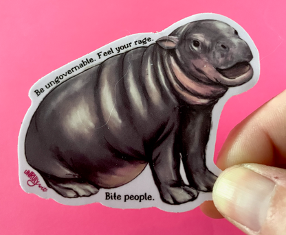 Be Ungovernable Moo Deng Hippo Sticker