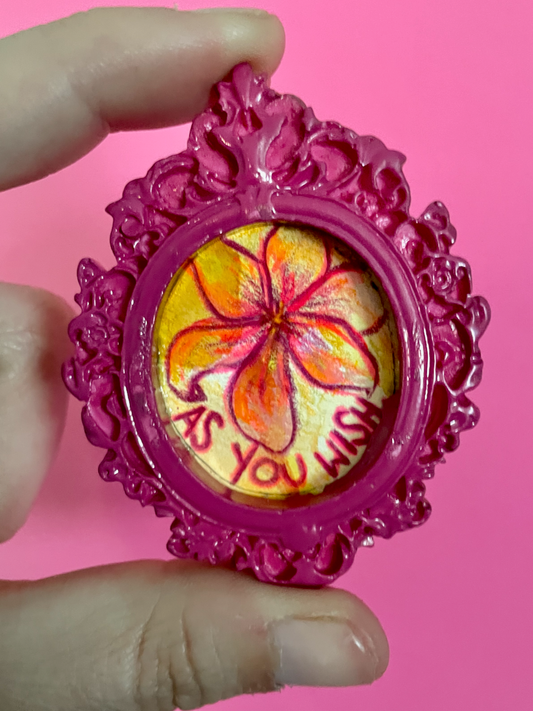 As You Wish Original Painting Magnet (Pink Oval)