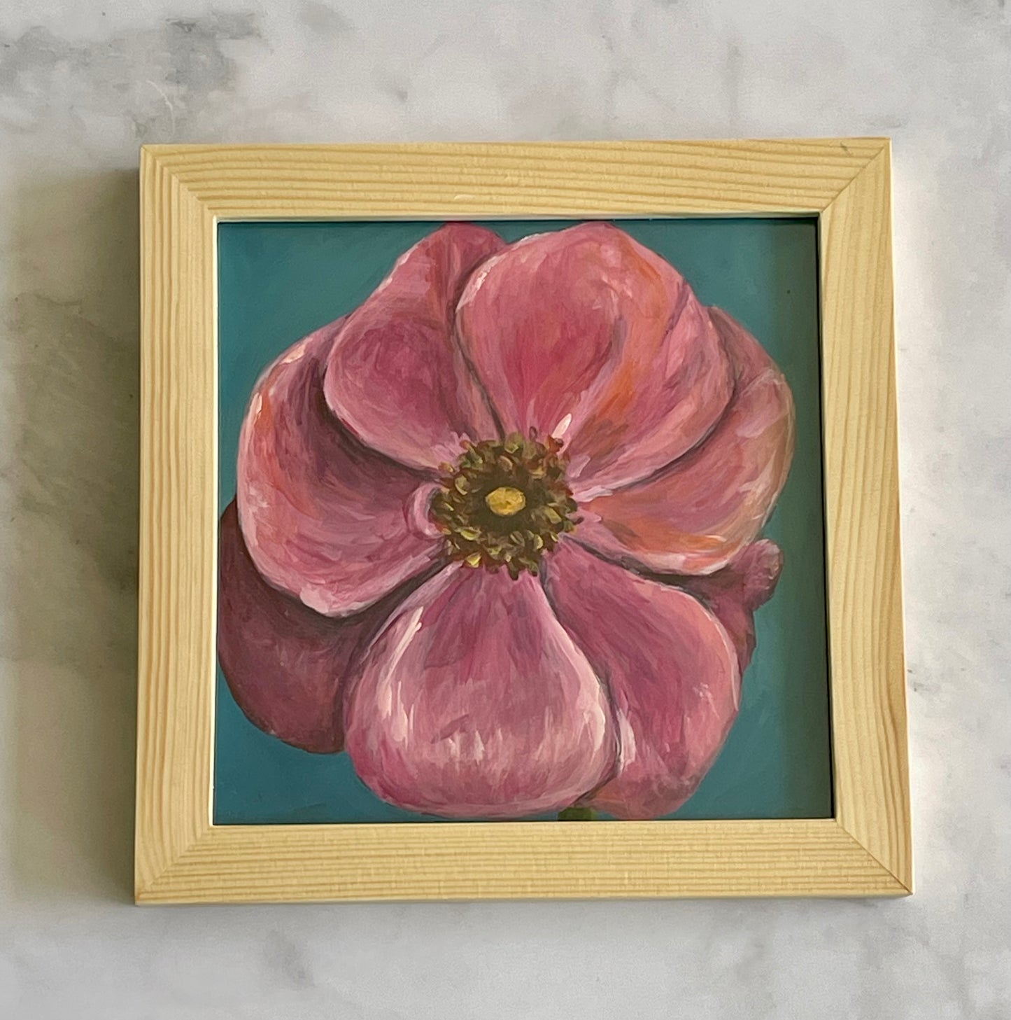 Pink Poppy 6” Framed Painting