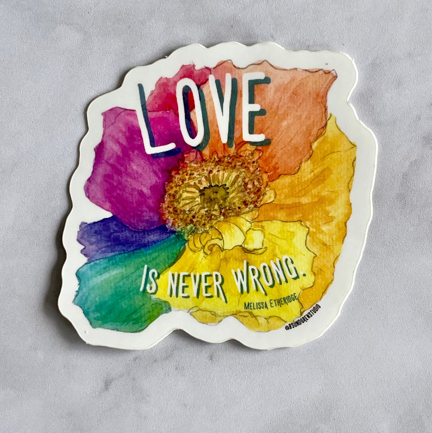 Love Is Never Wrong Rainbow Flower Sticker